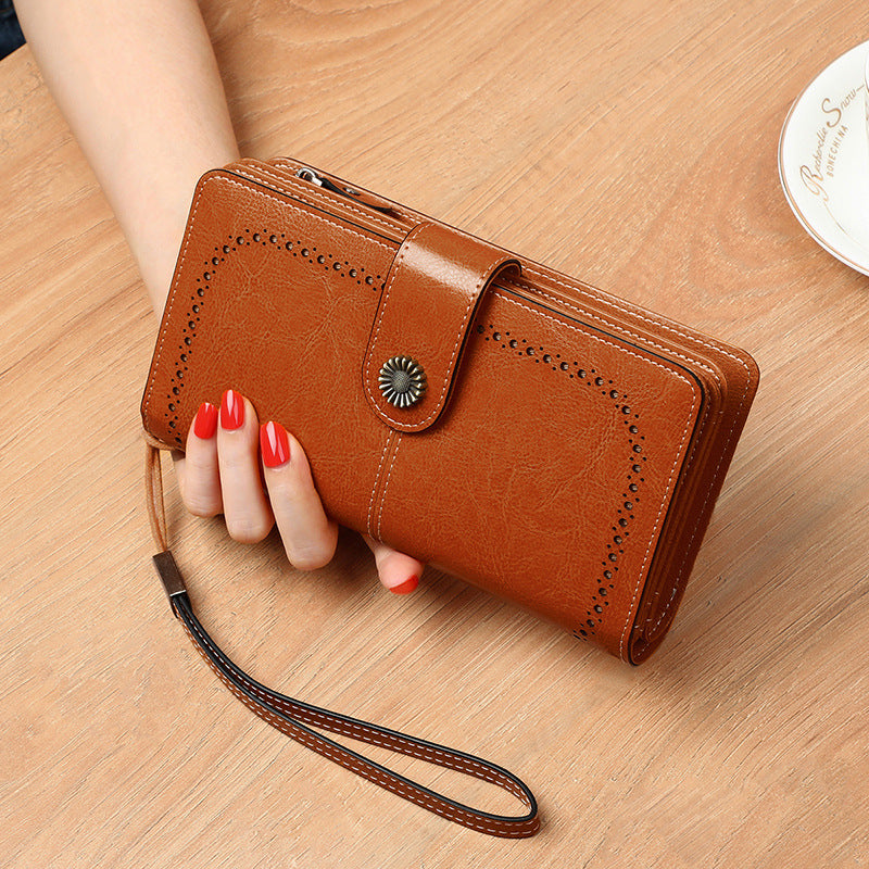 Women's Long Wallet Coin Purse-Wallets & Money Clips-Retro Brown-Free Shipping Leatheretro