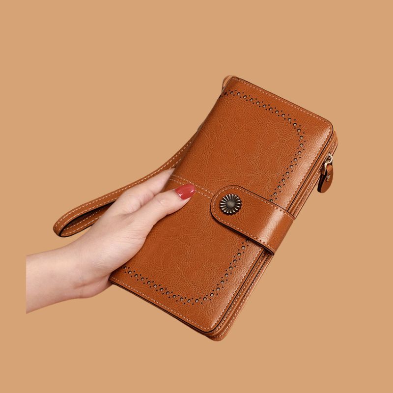 Women's Long Wallet Coin Purse-Wallets & Money Clips-Retro Brown-Free Shipping Leatheretro