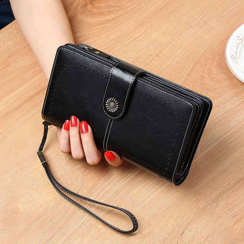 Women's Long Wallet Coin Purse-Wallets & Money Clips-Classic Black-Free Shipping Leatheretro
