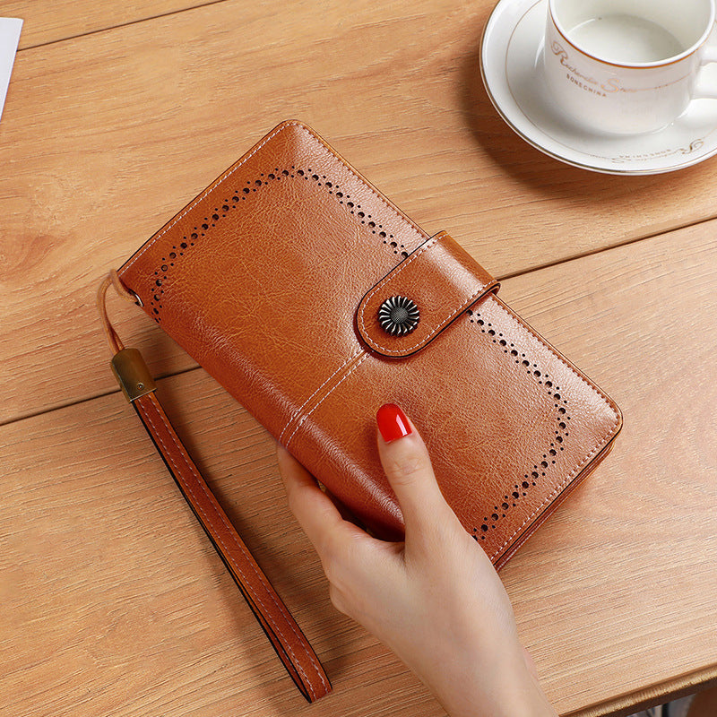 Women's Long Wallet Coin Purse-Wallets & Money Clips-Retro Brown-Free Shipping Leatheretro