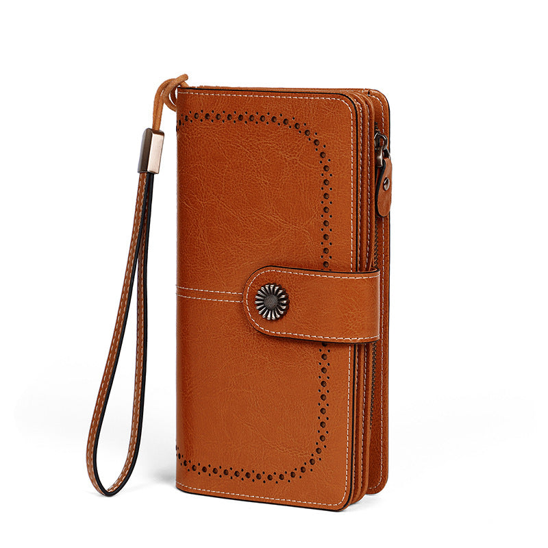 Women's Long Wallet Coin Purse-Wallets & Money Clips-Retro Brown-Free Shipping Leatheretro