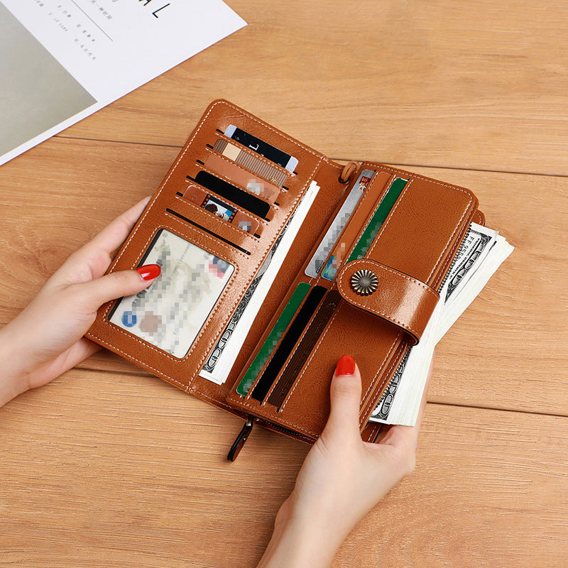 Women's Long Wallet Coin Purse-Wallets & Money Clips-Retro Brown-Free Shipping Leatheretro