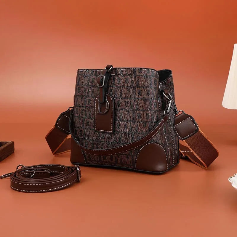 Women's Luxury Travel Bag– Retro Textured Bucket Shoulder & Crossbody Bag-Tote Bag-Coffee-Free Shipping Leatheretro
