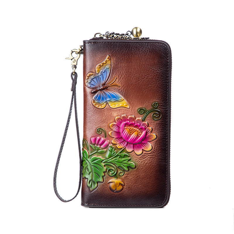 Women's Retro Genuine Leather Vintage Purse Wallet-Wallets & Money Clips-Gray-Free Shipping Leatheretro