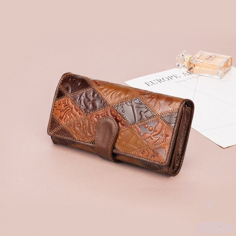 Women's Retro Leather Embossed Floral Wallet-Wallets & Money Clips-Floral-Free Shipping Leatheretro