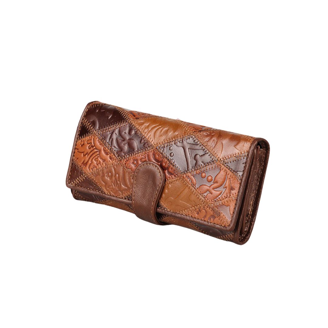 Women's Retro Leather Embossed Floral Wallet-Wallets & Money Clips-Floral-Free Shipping Leatheretro