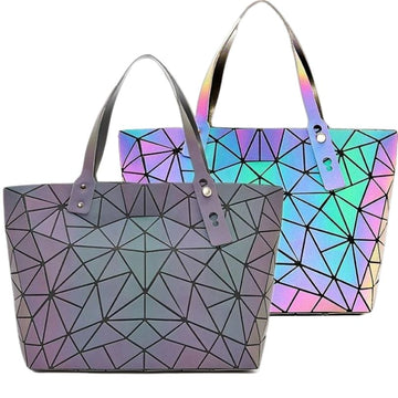 Women's Tote Geometric Quilted Shoulder Bag-Handbags-Luminous triangle-Free Shipping Leatheretro