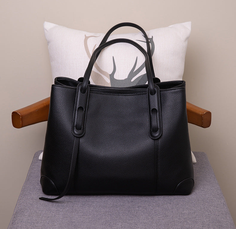 Luxury Soft Cowhide Leather Tote Bag - Women's Shoulder Handbag-Handbags-Grey Brown-Free Shipping Leatheretro