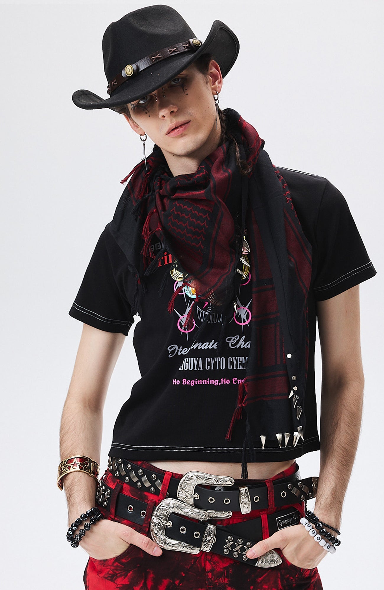 CYCYCY Studded Filigree Leather Belt-Accessories-One Size-Cross-Free Shipping Leatheretro