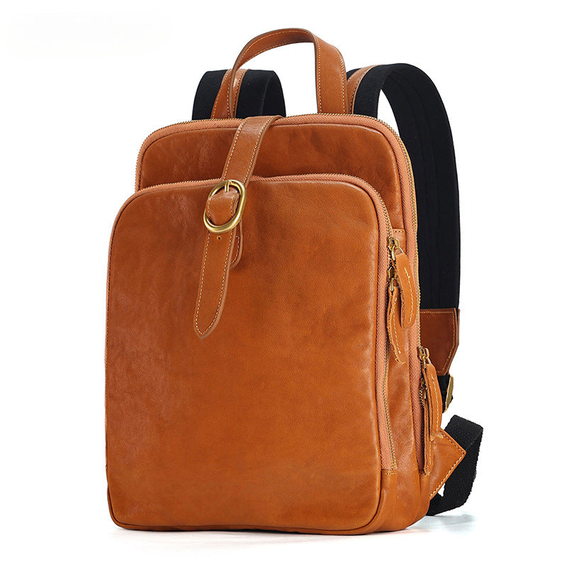 Luxury Vintage Vegetable-Tanned Leather Backpack for Women-Backpack-Black-27*10*36cm-Free Shipping Leatheretro