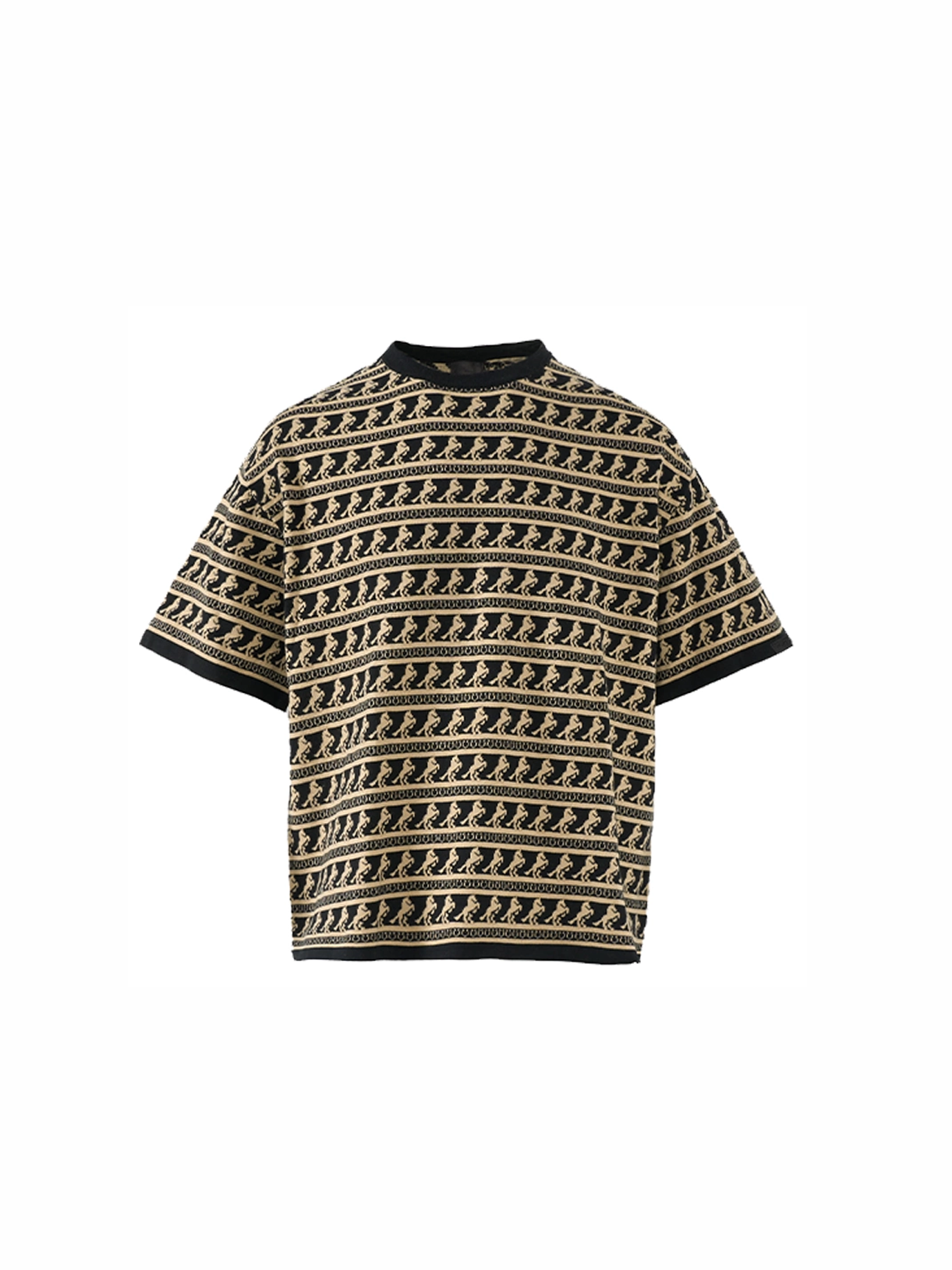 PMW Horse Jacquard Knitted T Shirt-T Shirt-S-Gold-Free Shipping Leatheretro
