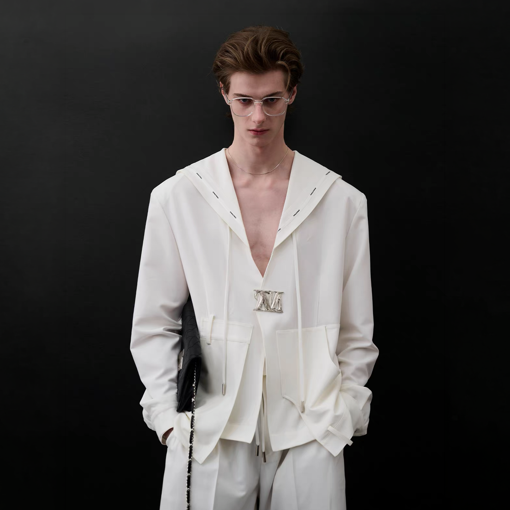 TIWILLTANG Minimal Sailor Collar Shirt-Shirt-S-White-Long-Free Shipping Leatheretro