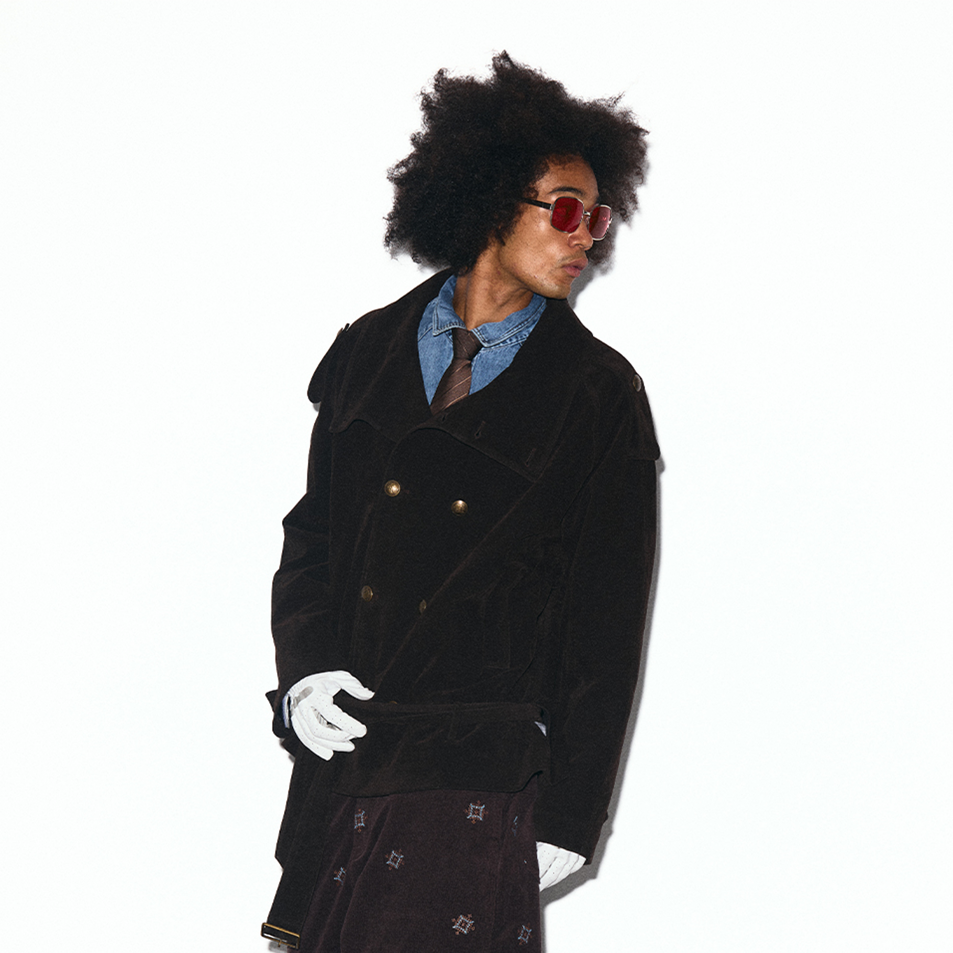 TRECLUB Velvet Double-Breasted Short Trench Jacket-Jacket-S (Preorder)-Free Shipping Leatheretro