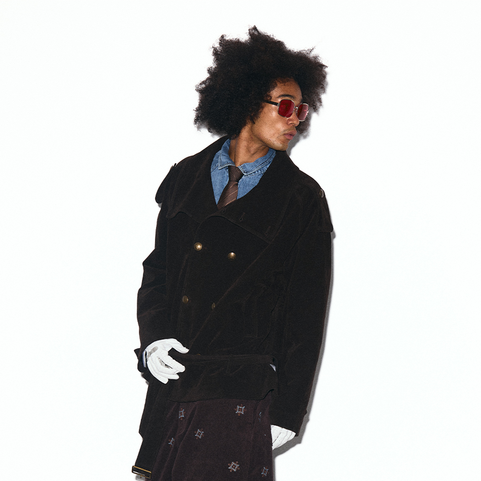 TRECLUB Velvet Double-Breasted Short Trench Jacket-Jacket-S (Preorder)-Free Shipping Leatheretro