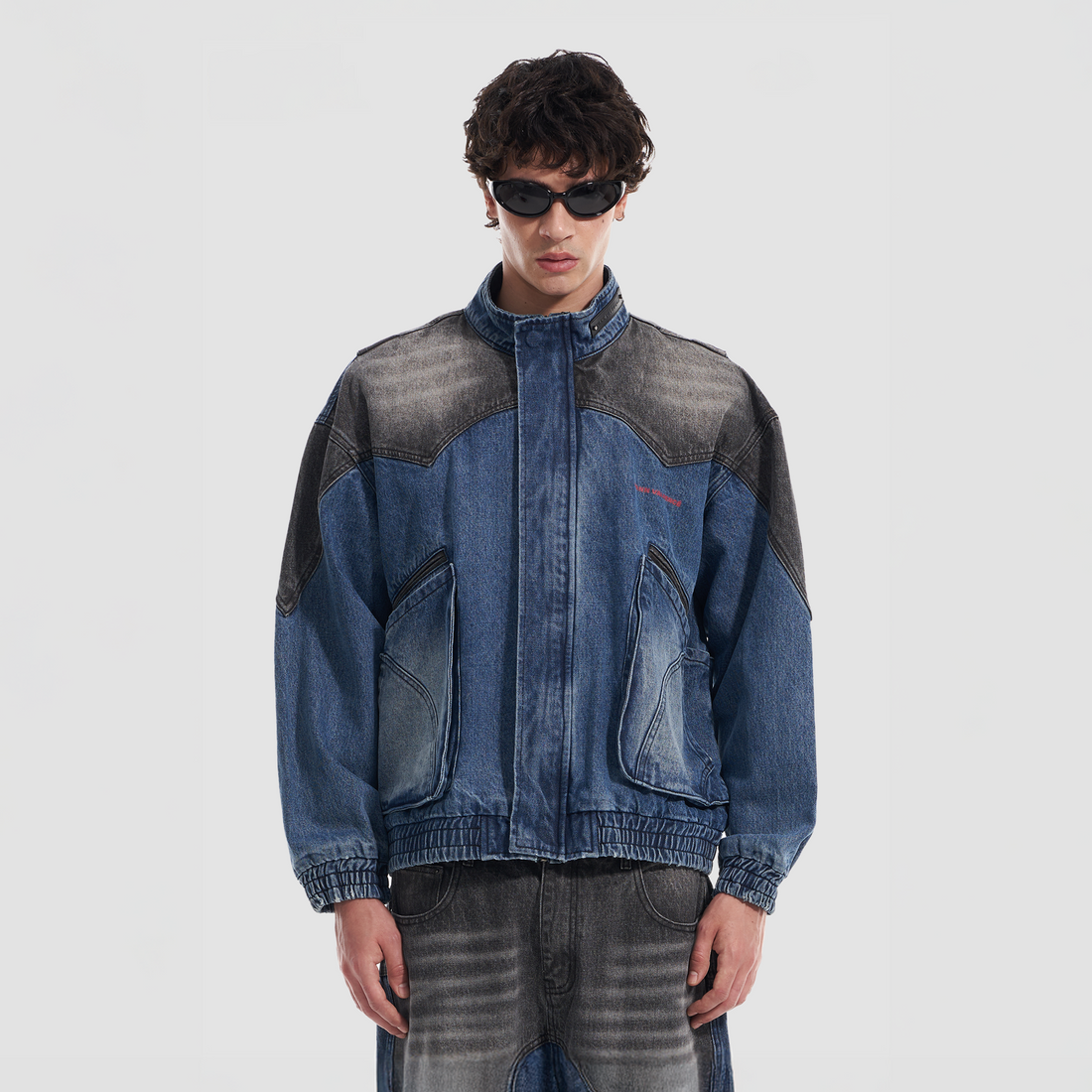 VANN VALRENCE Faded-Wash Paneled Denim Jacket-Jacket-S-Free Shipping Leatheretro