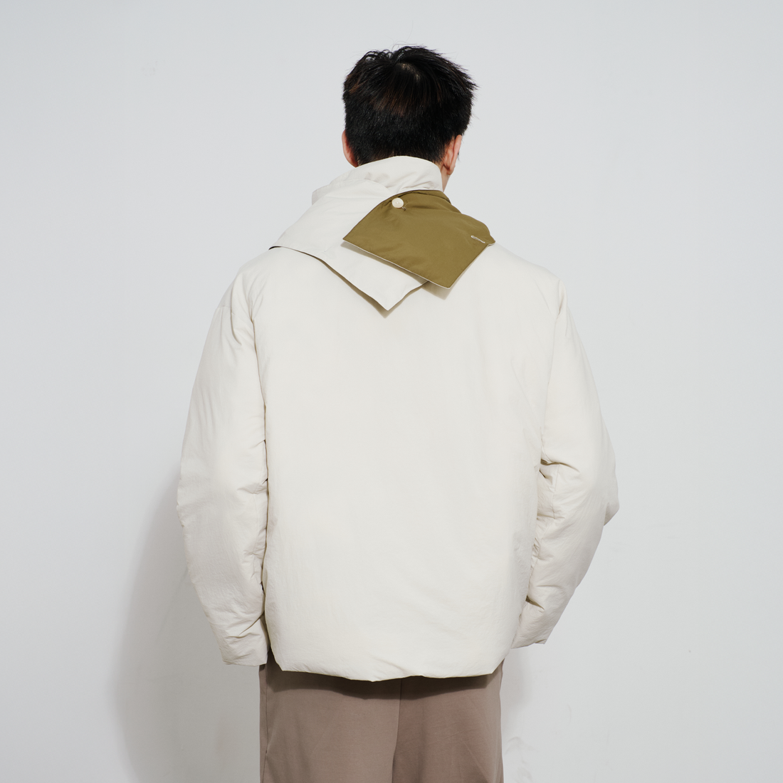 SAME FLOW Layered Contrast Placket Puffer Jacket-Jacket-S-Free Shipping Leatheretro