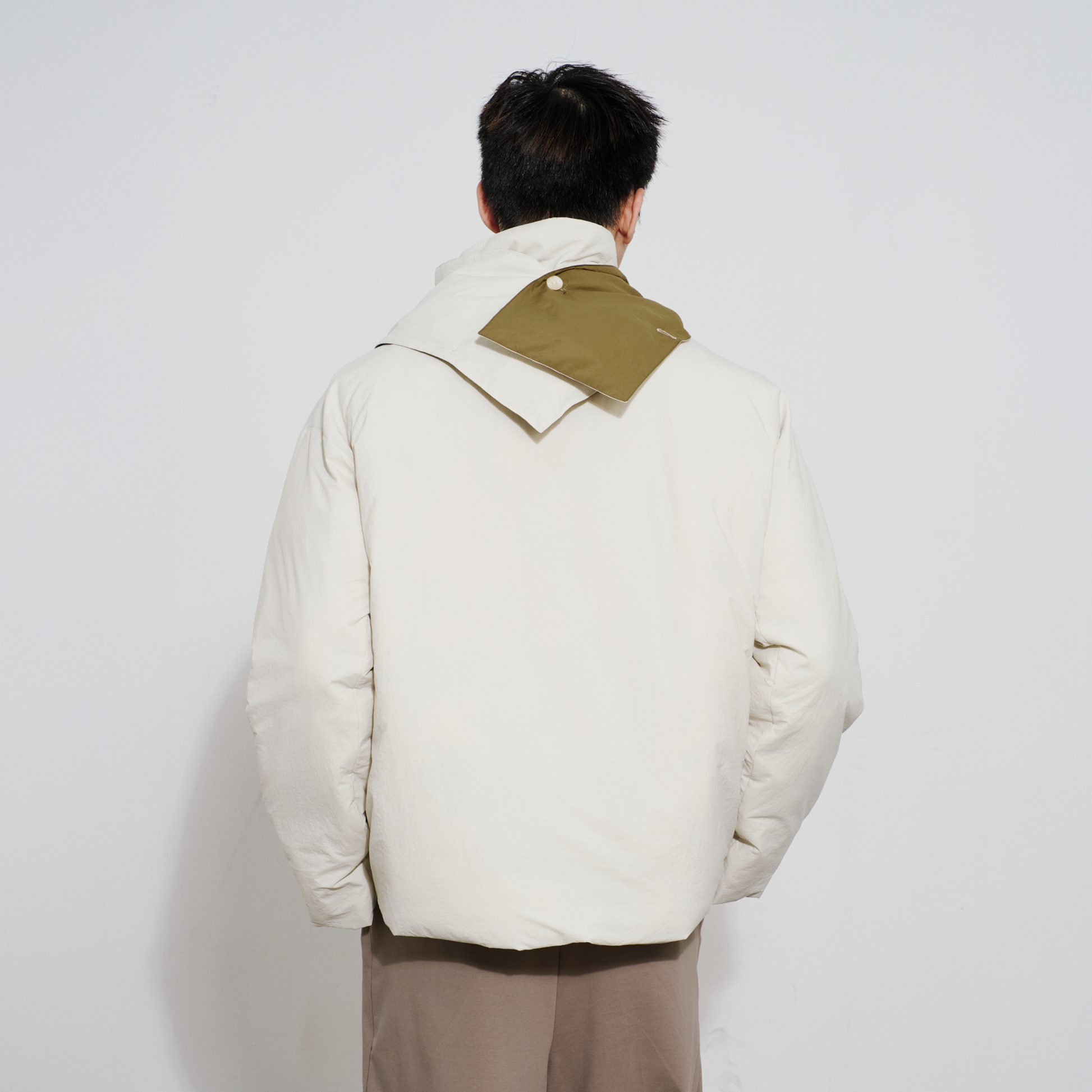SAME FLOW Layered Contrast Placket Puffer Jacket-Jacket-S-Free Shipping Leatheretro