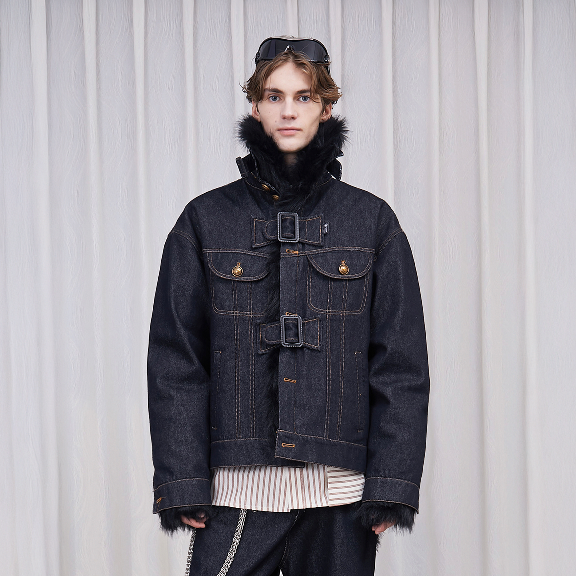 ASSEEN Detachable Faux Fur Linner Denim Jacket-Jacket-S-Free Shipping Leatheretro