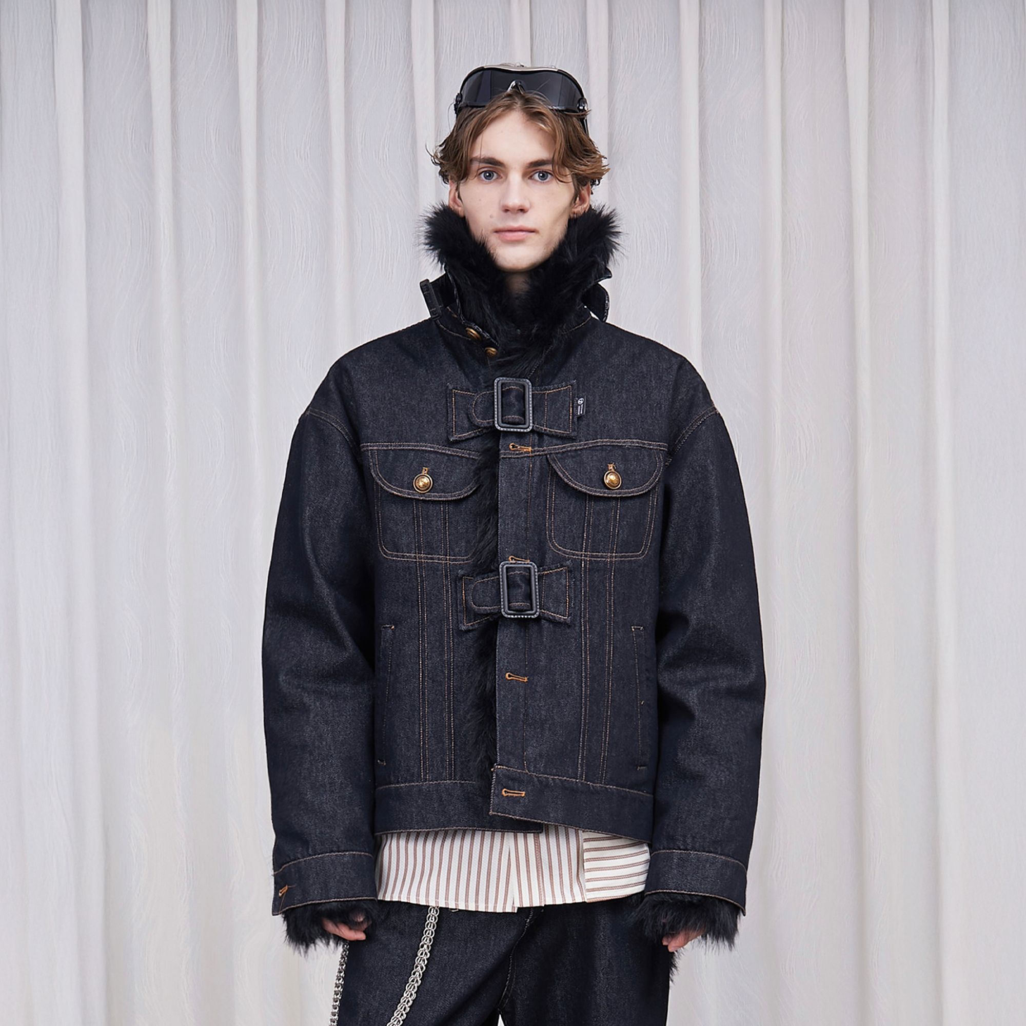 ASSEEN Detachable Faux Fur Linner Denim Jacket-Jacket-S-Free Shipping Leatheretro