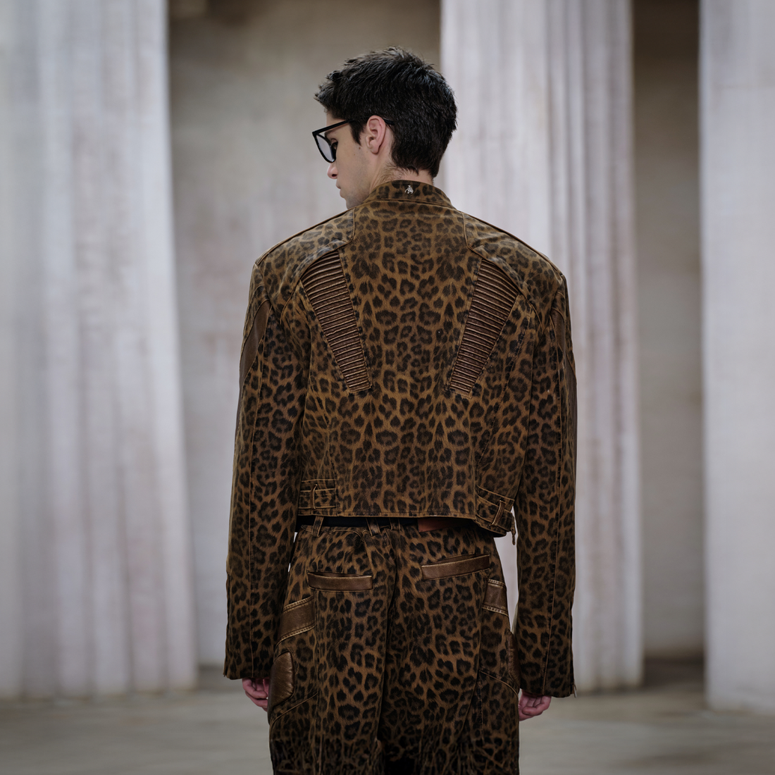 FACEONLAB Leopard Paneled Ribbed Armor Jacket-Jacket-M (Preorder)-Free Shipping Leatheretro