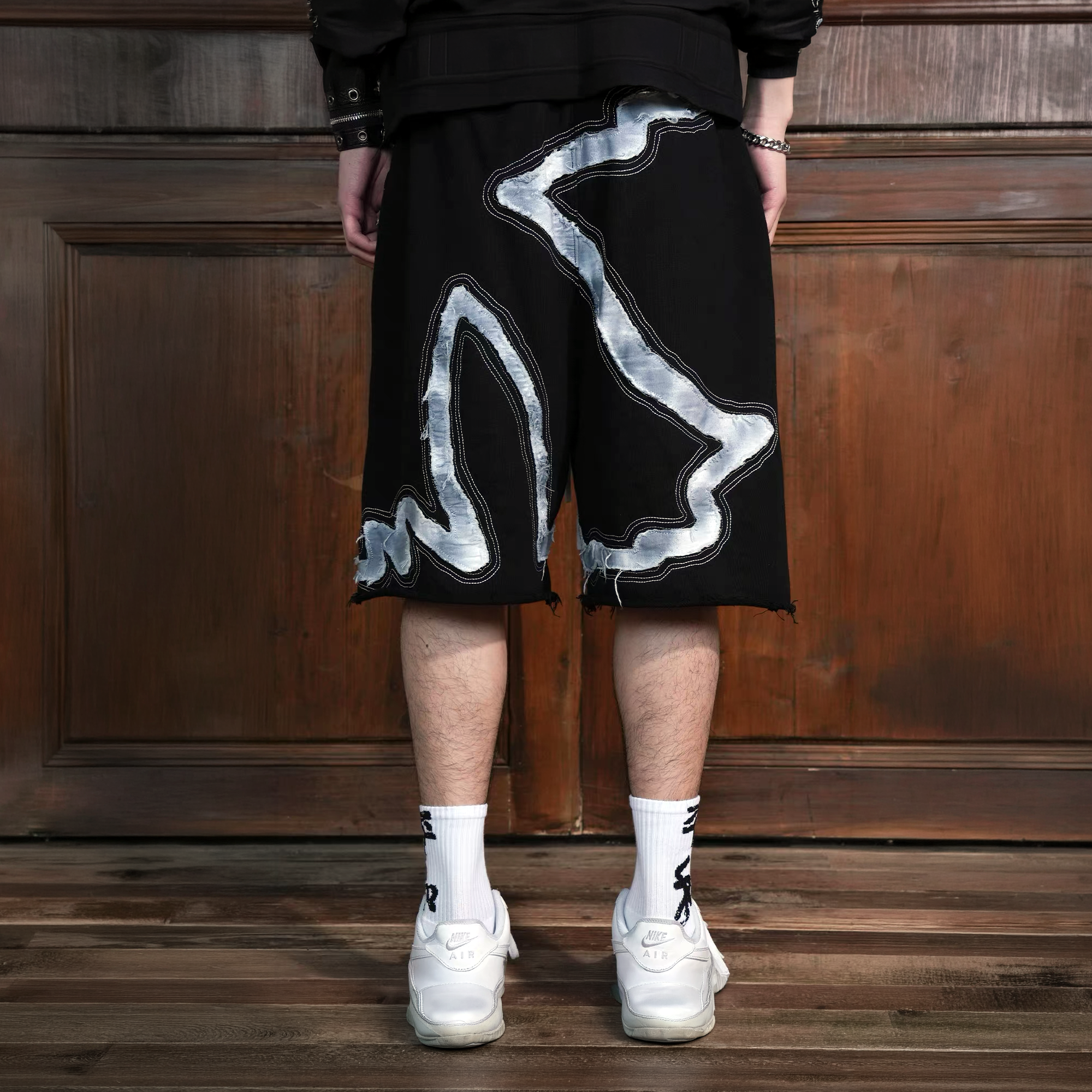 VINKID Dove Patch Drawstring Shorts-Shorts-S / 13-20"-Free Shipping Leatheretro