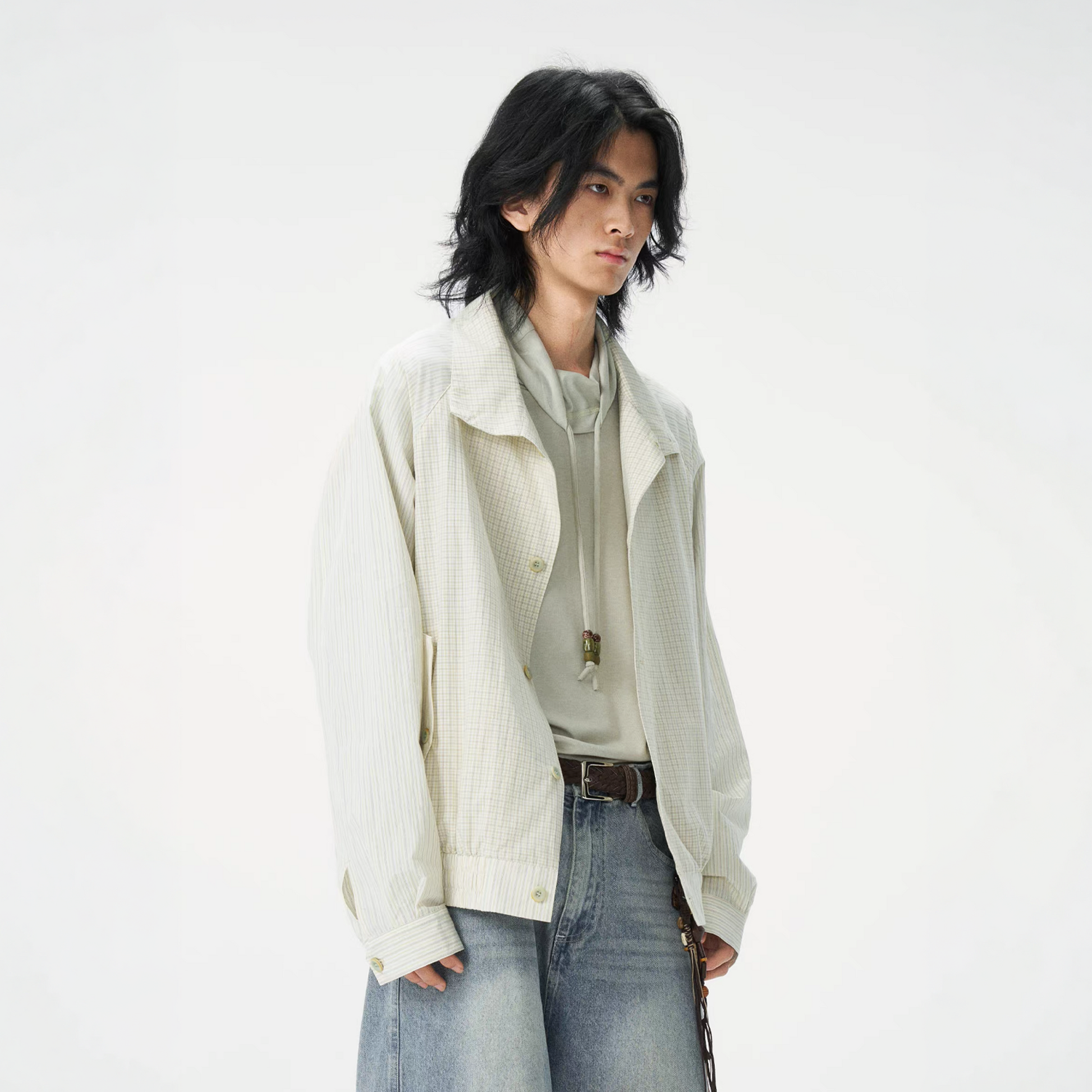 GONGHE REPUB Patchwork Stripe-Check Lightweight Jacket-Jacket-S-Free Shipping Leatheretro