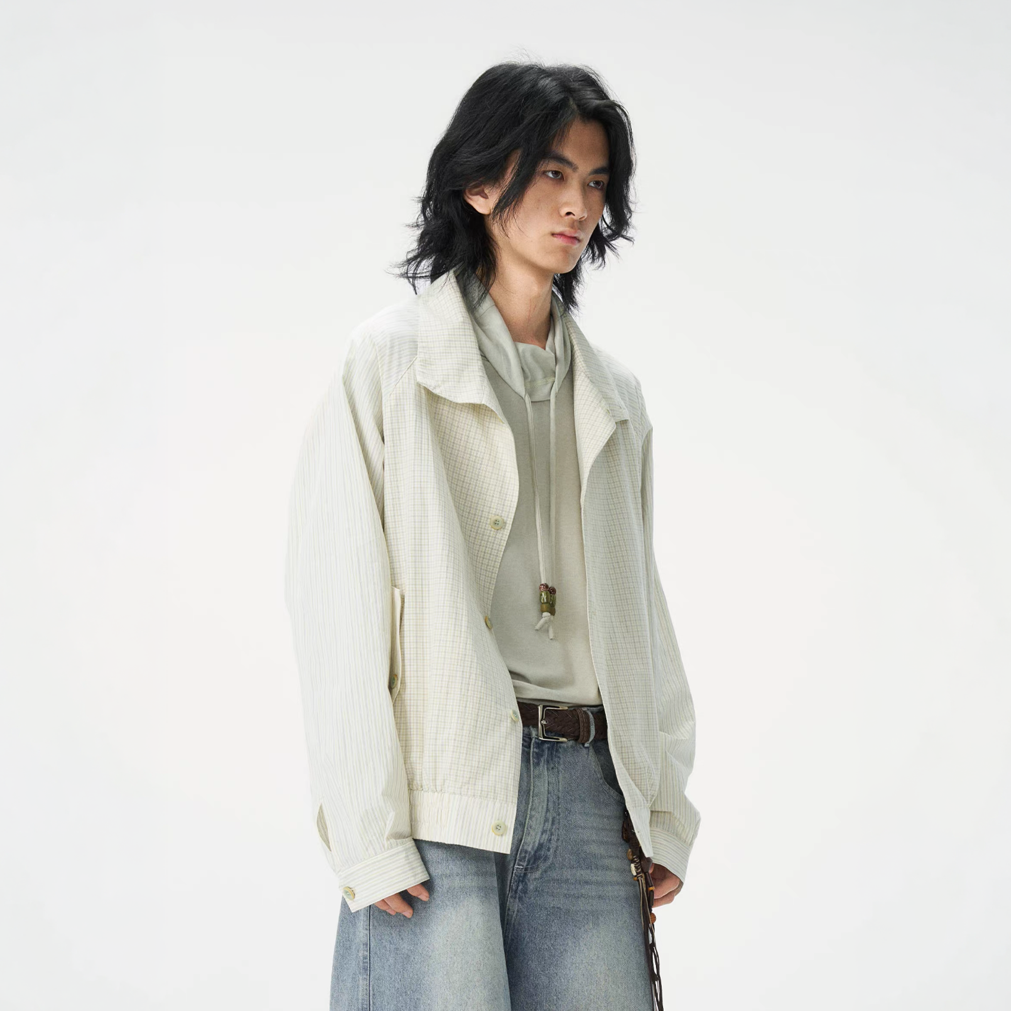GONGHE REPUB Patchwork Stripe-Check Lightweight Jacket-Jacket-S-Free Shipping Leatheretro