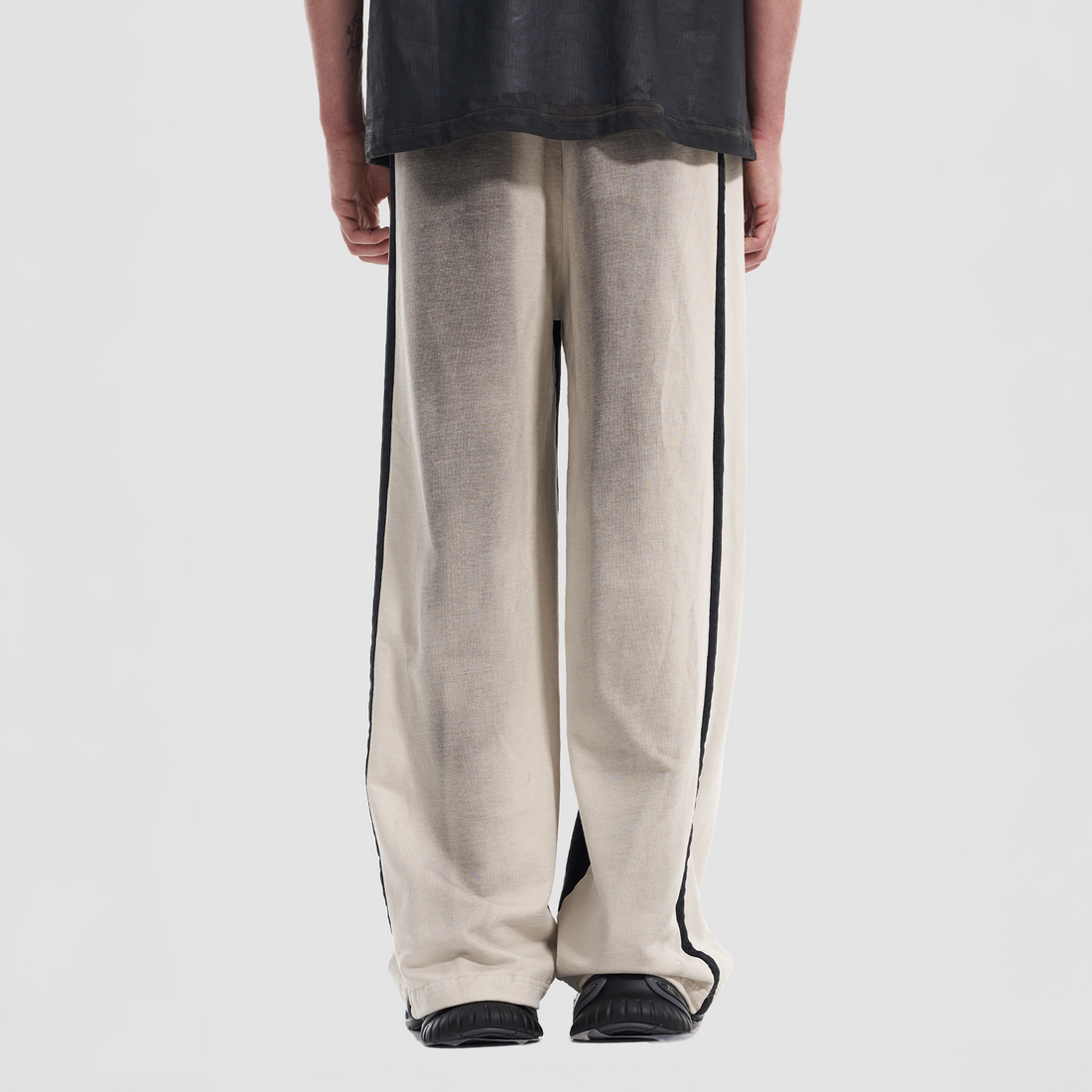 VANN VALRENCE Frayed Graphic Contrast Panel Sweatpants-Pants-S-Free Shipping Leatheretro