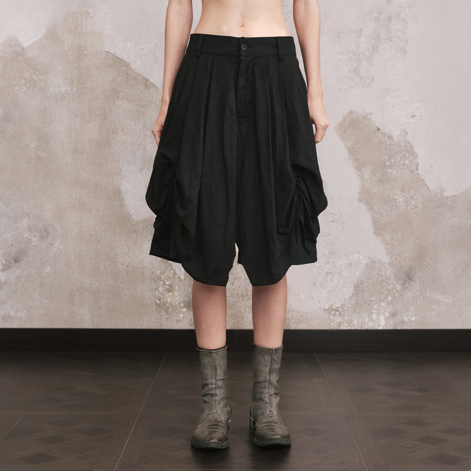 ILNya Nieternite Nifutur Paneled Pleated Drop-Crotch Shorts-Shorts-S (0) / 27-32"-Free Shipping Leatheretro