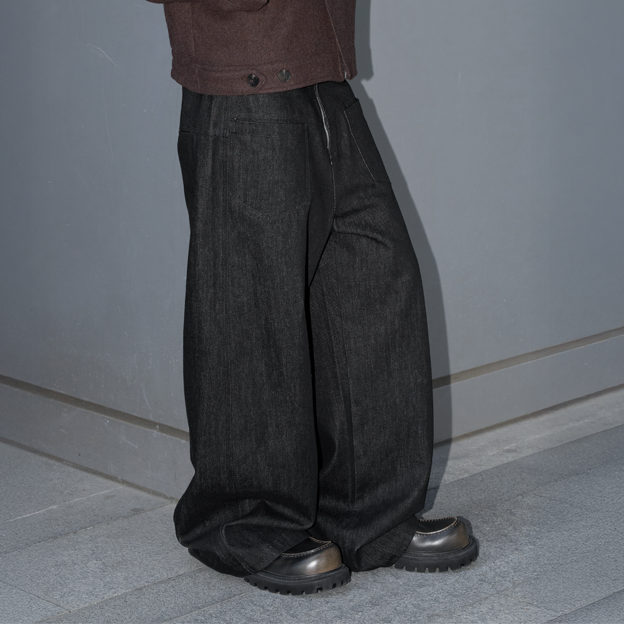 LABELROOM Washed Wide-Leg Raw Denim Pants