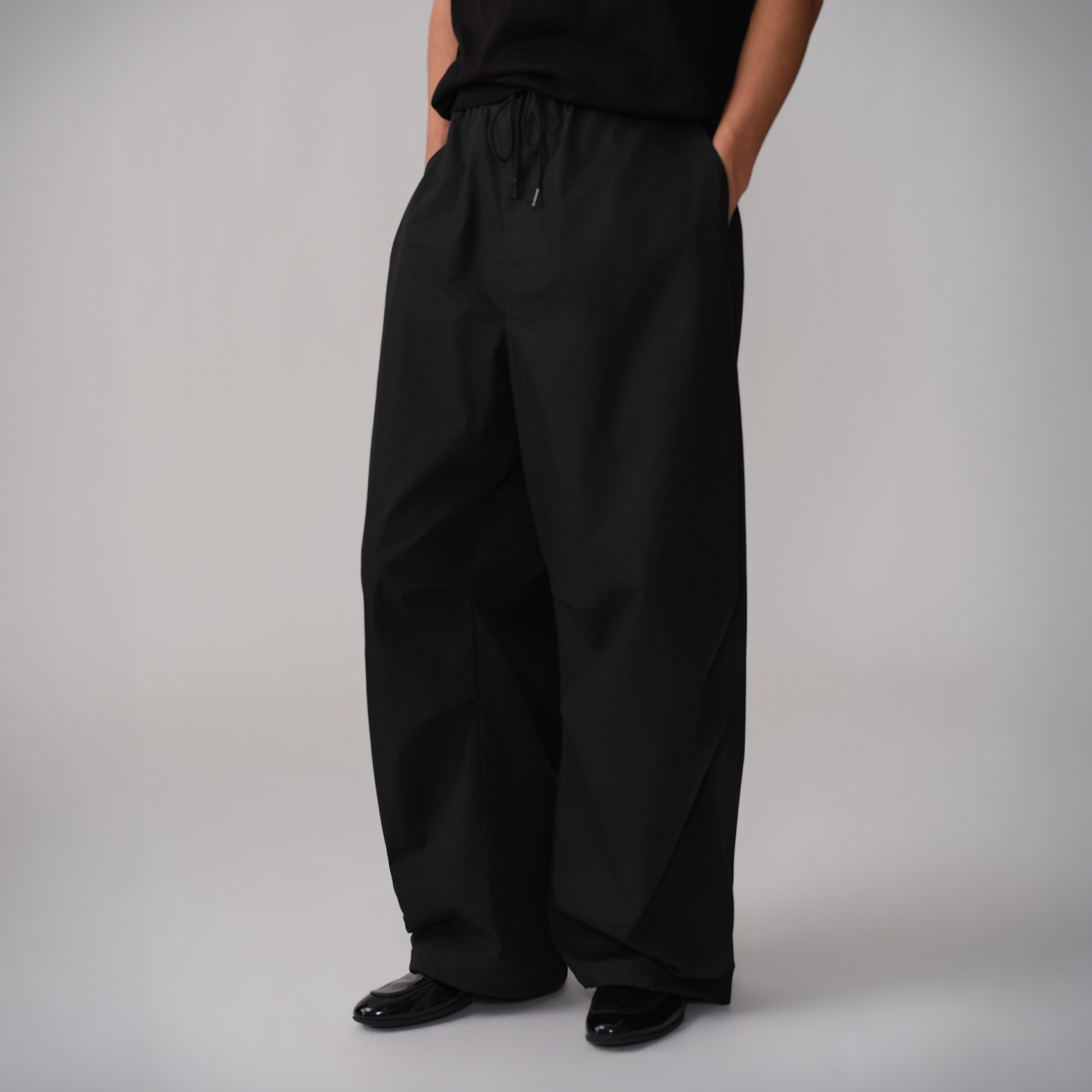 OPICLOTH Pleated Drawstring Parachute Pants-Pants-XS-White-Free Shipping Leatheretro