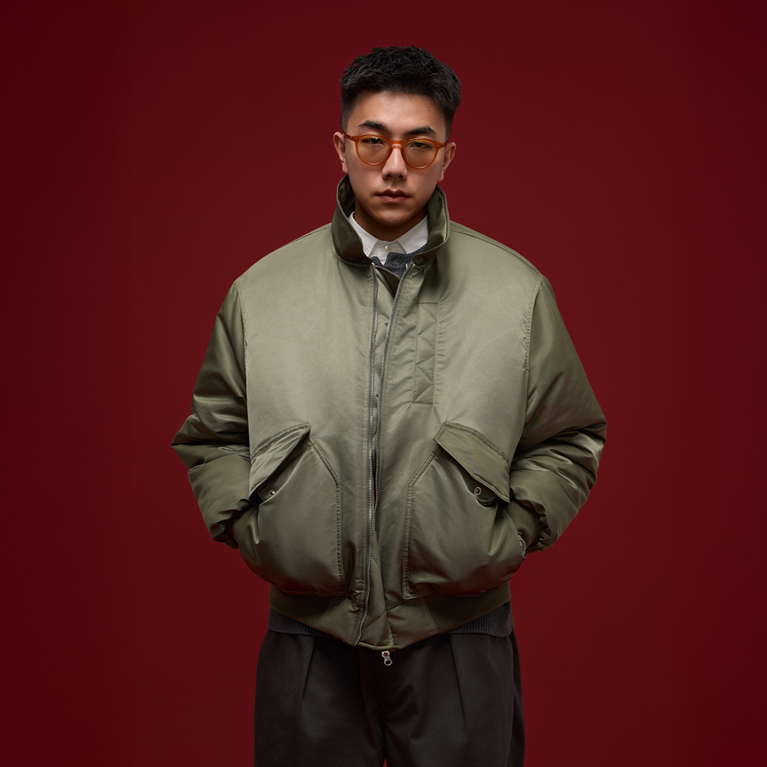 BANANA CLUB Glossy Utility Padded Bomber Jacket