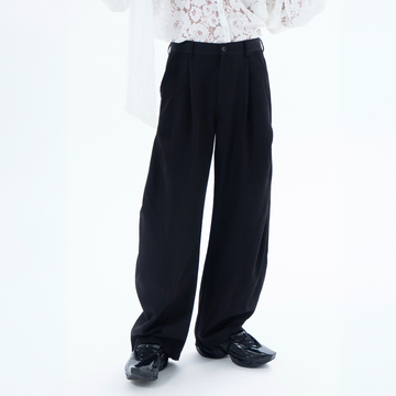 CLP Draped Elastic-Waist Curved Trousers-Pants-M / 28"-Free Shipping Leatheretro