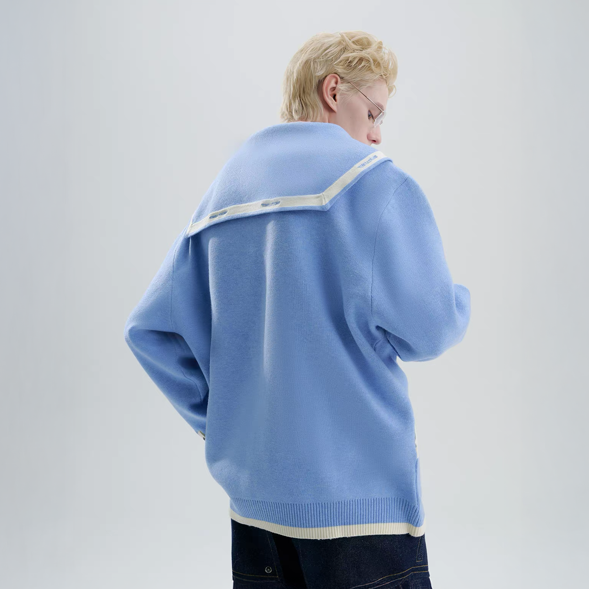 TIWILLTANG Contrast-Trim Sailor-Collar Jacket