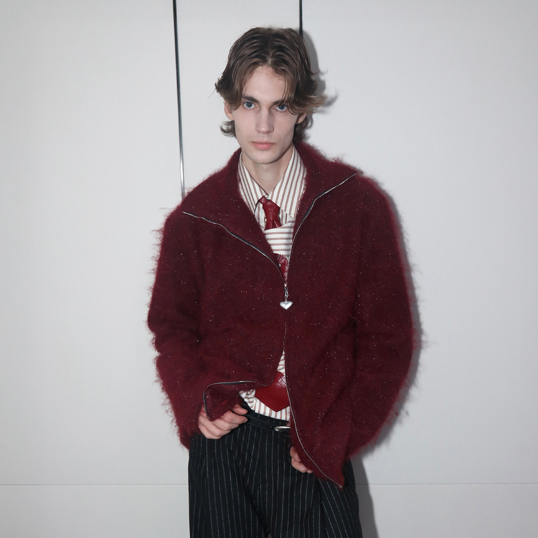 ASSEEN Asym-Zip Glitter Mohair Cardigan-Jacket-S-Free Shipping Leatheretro