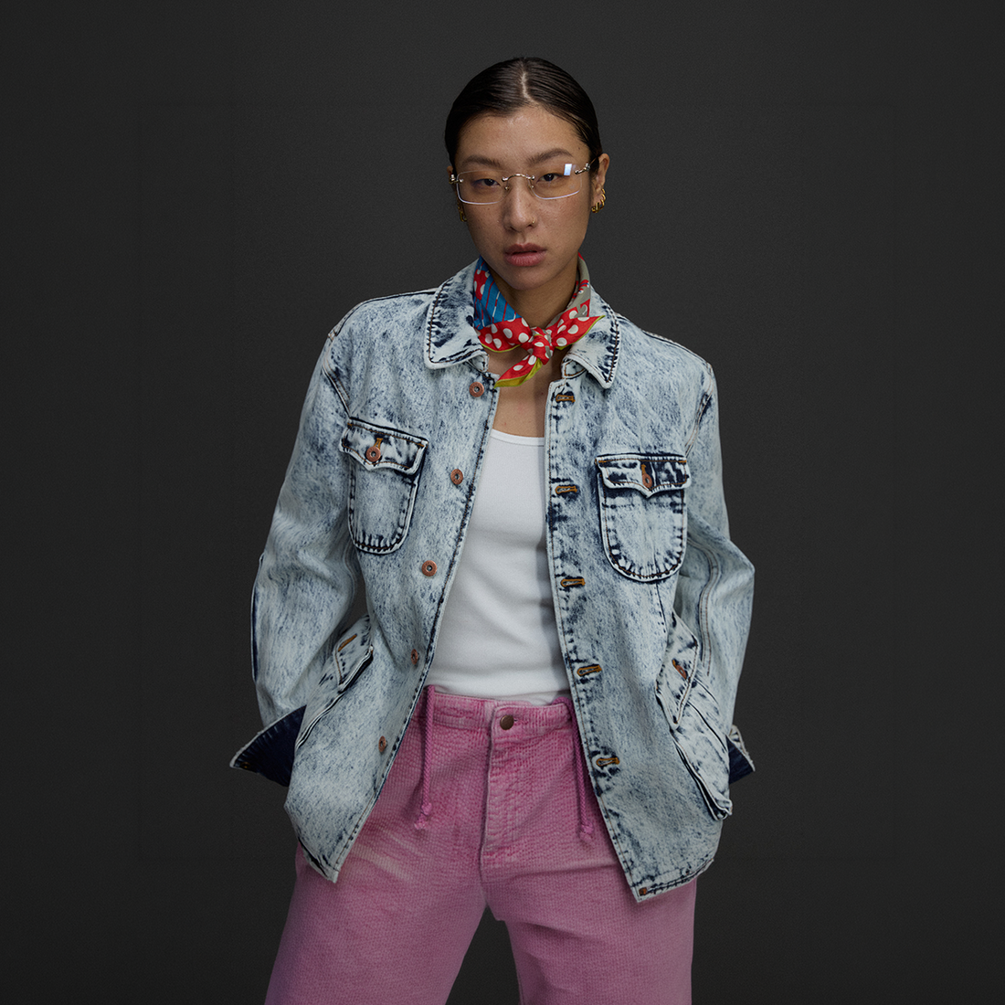 NIANJIUYIKOUER Snow-Washed Stand-Collar Denim Workwear Jacket-Jacket-S-Free Shipping Leatheretro
