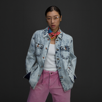 NIANJIUYIKOUER Snow-Washed Stand-Collar Denim Workwear Jacket-Jacket-S-Free Shipping Leatheretro