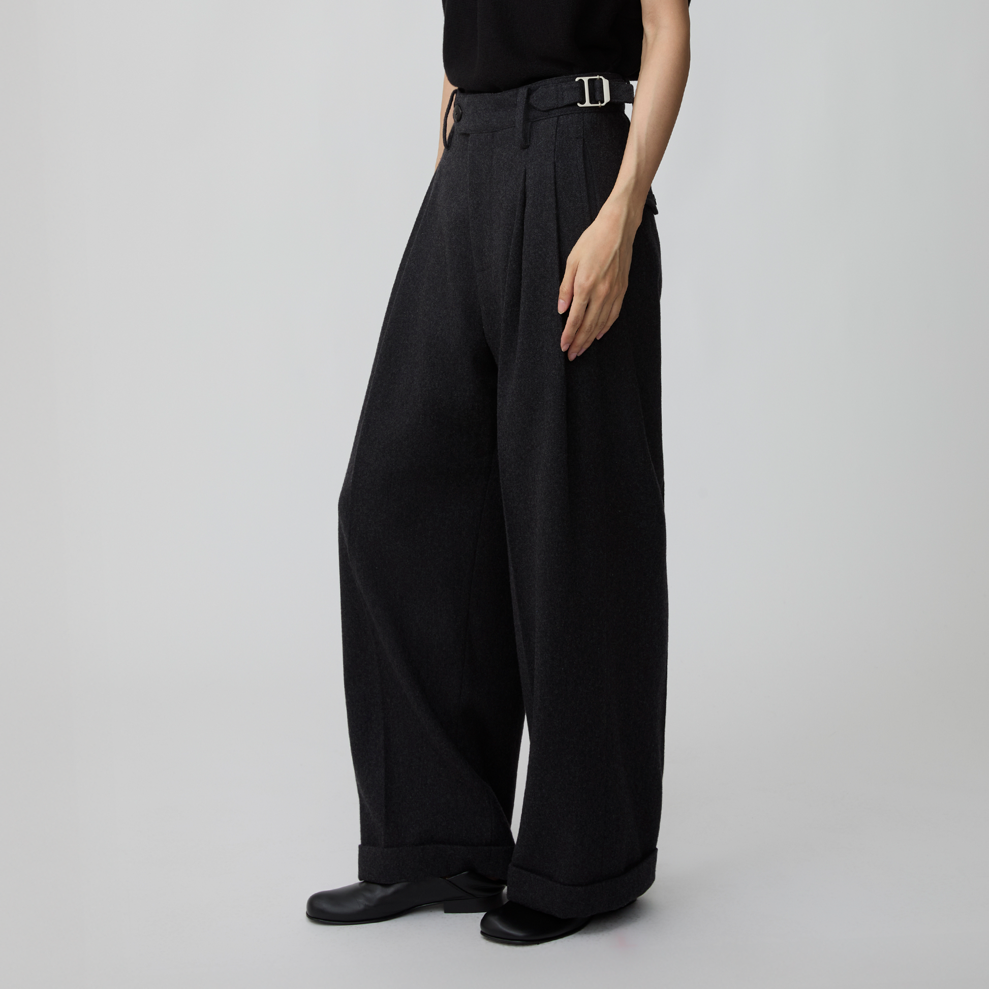 OPICLPOTH Wool-Blend Pleated Barrel Trousers-Pants-XS-Free Shipping Leatheretro