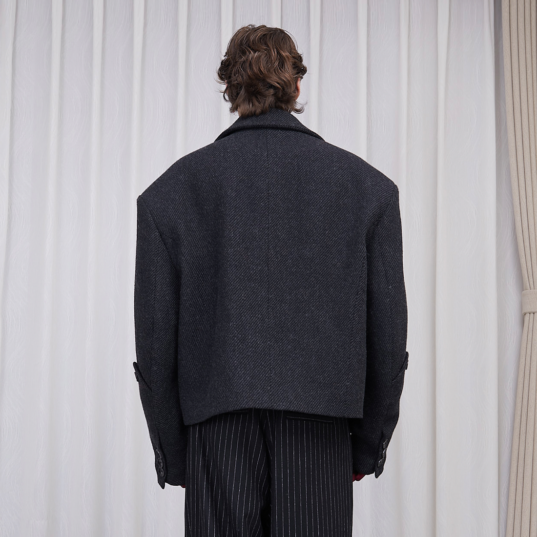 ASSEEN Double-Breast Wool-Blend Oversized Coat-Jacket-M-Free Shipping Leatheretro