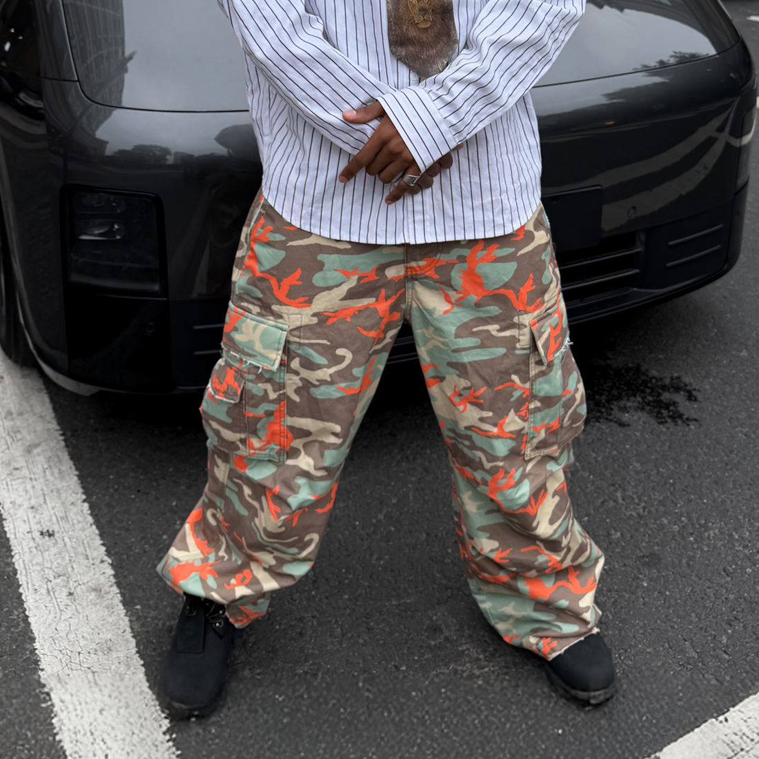 STEEPC Camo Wide-Leg Cargo Pants-Pants-S-Free Shipping Leatheretro