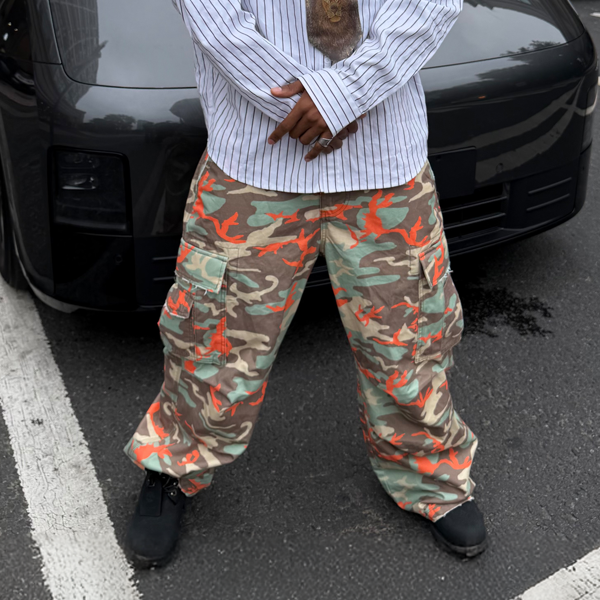 STEEPC Camo Wide-Leg Cargo Pants-Pants-S-Free Shipping Leatheretro