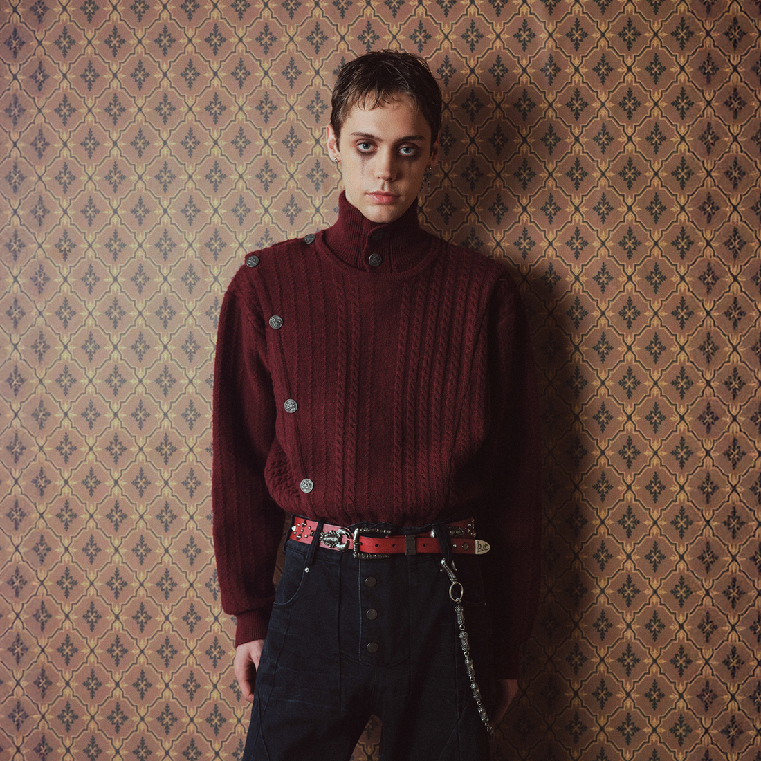 RICHILL Asym Buttoned Cable-Knit Sweater-Sweater-S-Free Shipping Leatheretro