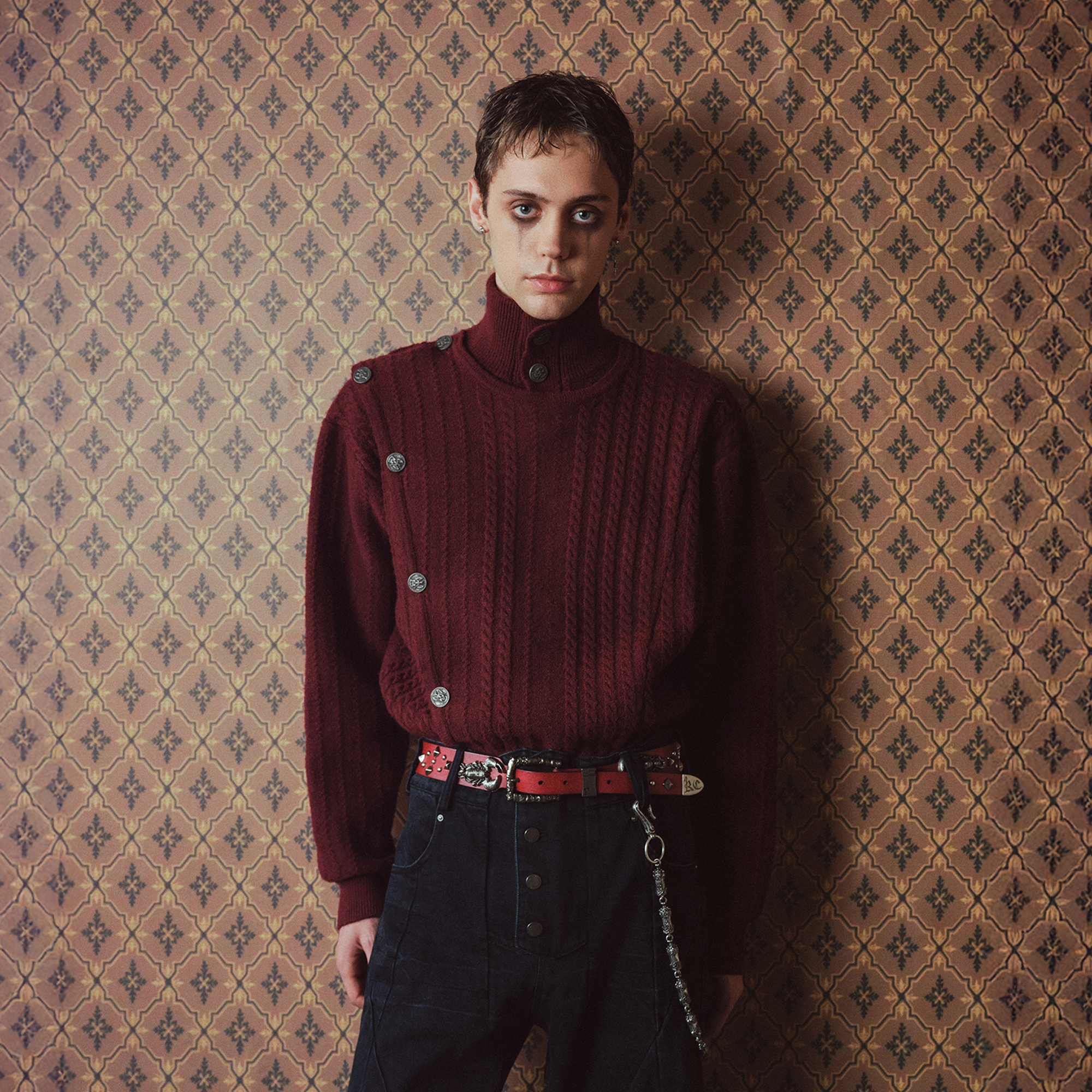 RICHILL Asym Buttoned Cable-Knit Sweater-Sweater-S-Free Shipping Leatheretro