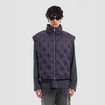 VANN VALRENCE Bubble-Quilted High-Neck Down Vest-Vest-S-Purple-Free Shipping Leatheretro