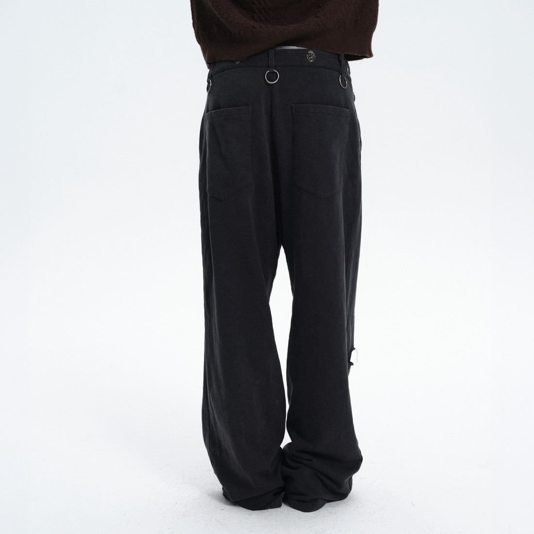 RICHILL Ring Detail Coin Button Distressed Pants-Pants-S / 31"-Free Shipping Leatheretro