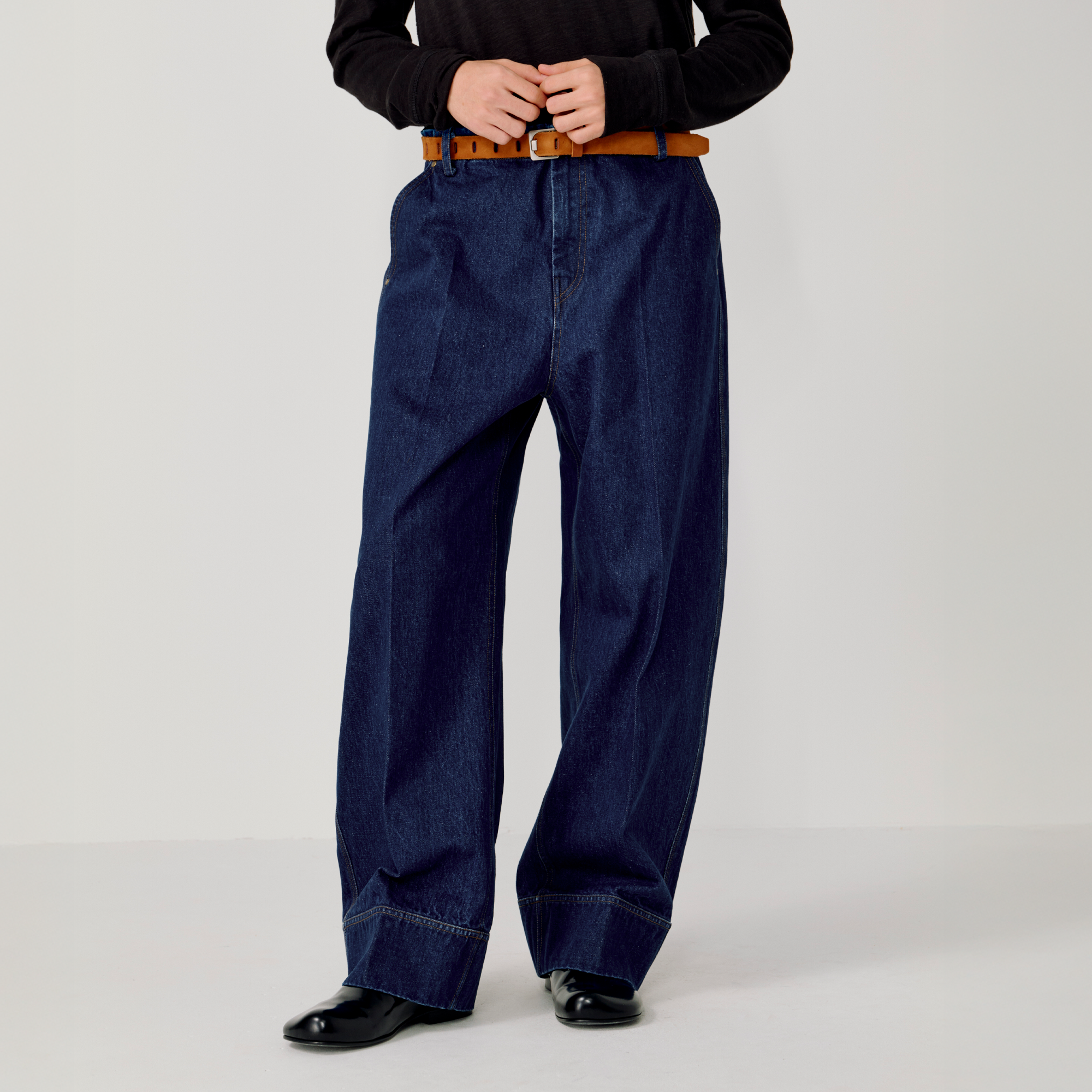 OPICLOTH Washed Straight-Leg Denim Trousers-Jeans-XS-Free Shipping Leatheretro