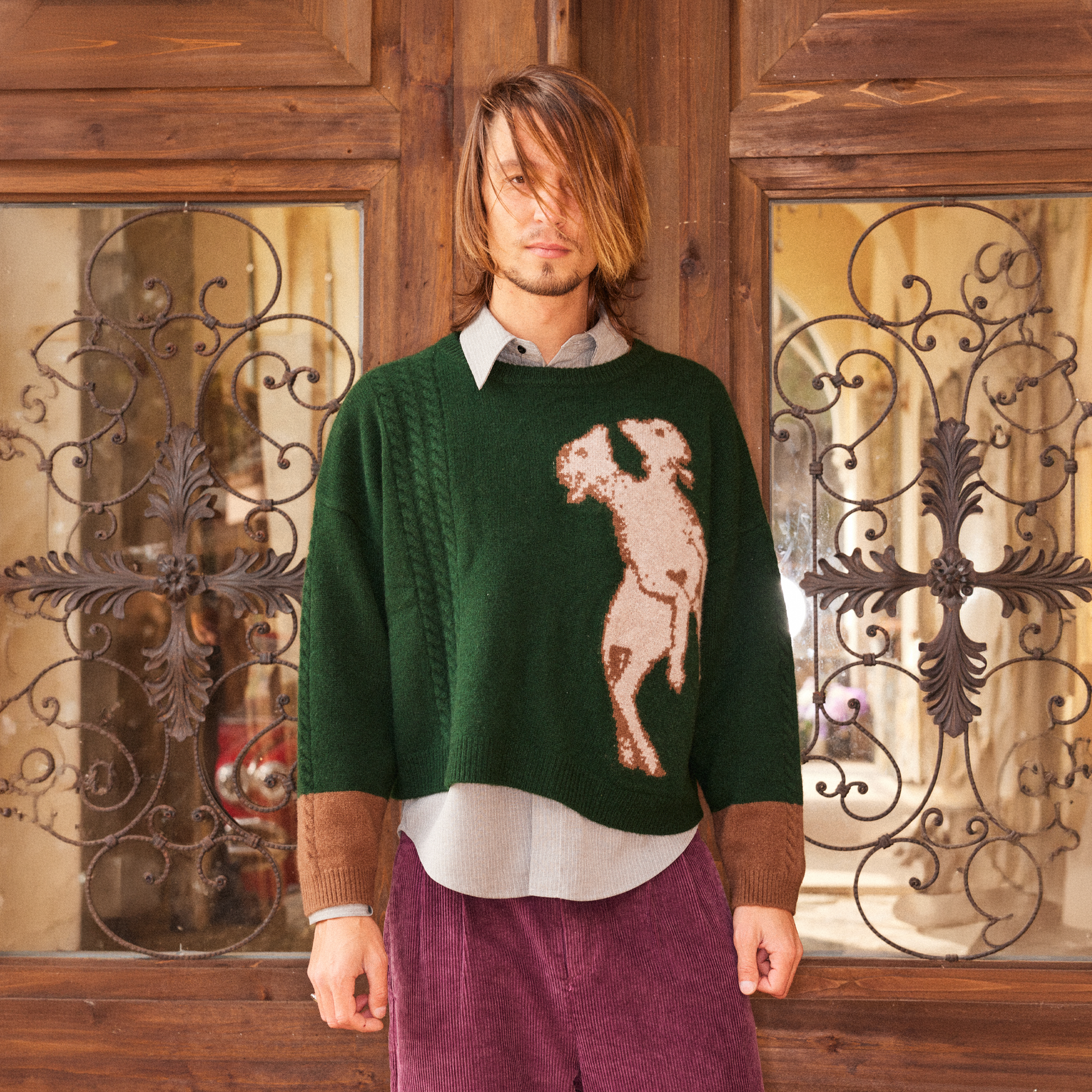 RICHILL Sheep Graphic Wool Crewneck Sweater-Sweater-S-Free Shipping Leatheretro
