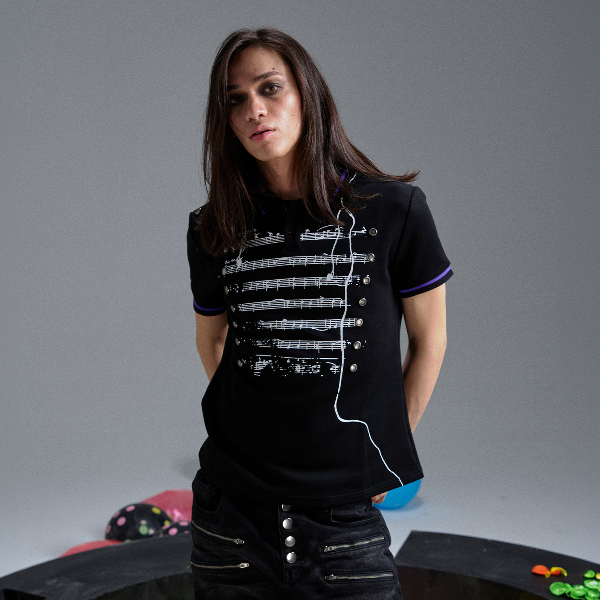 PAIKI Napoleon Score Headphone Slim Polo Shirt-T Shirt-S (Preorder)-Free Shipping Leatheretro
