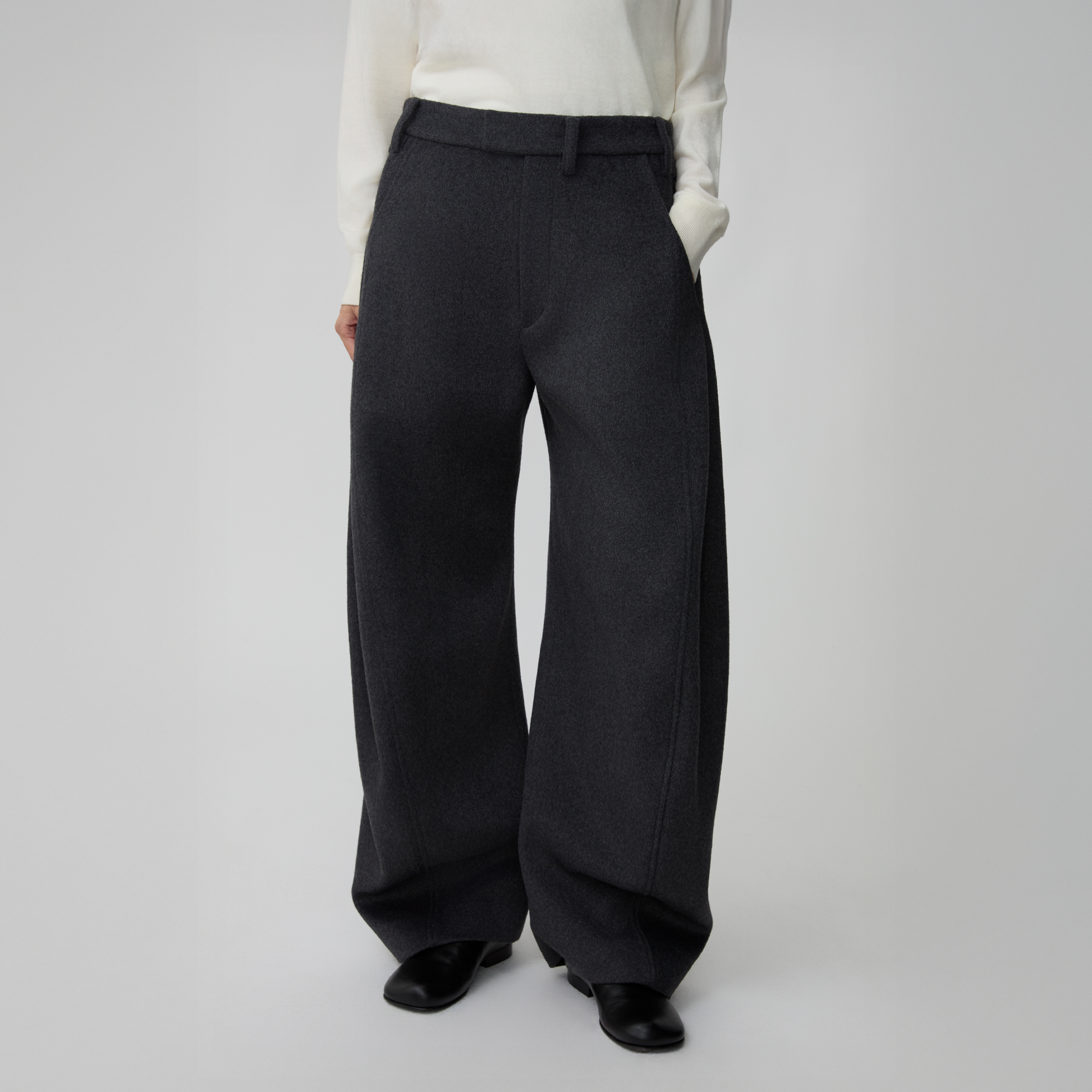 OPICLOTH Essential Wool-Blend Barrel Pants-Pants-XS-Dark Gray-Free Shipping Leatheretro