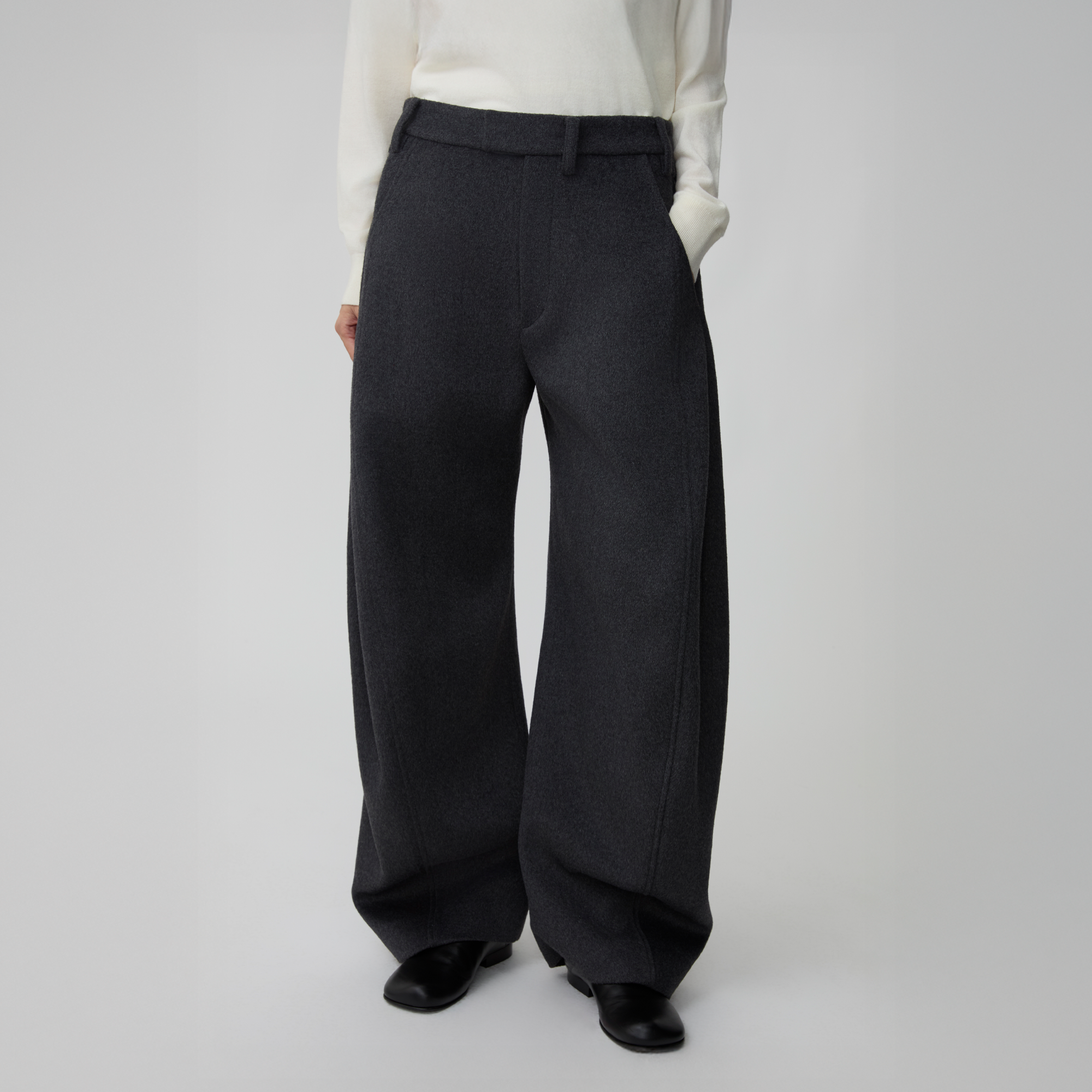 OPICLOTH Essential Wool-Blend Barrel Pants-Pants-XS-Dark Gray-Free Shipping Leatheretro
